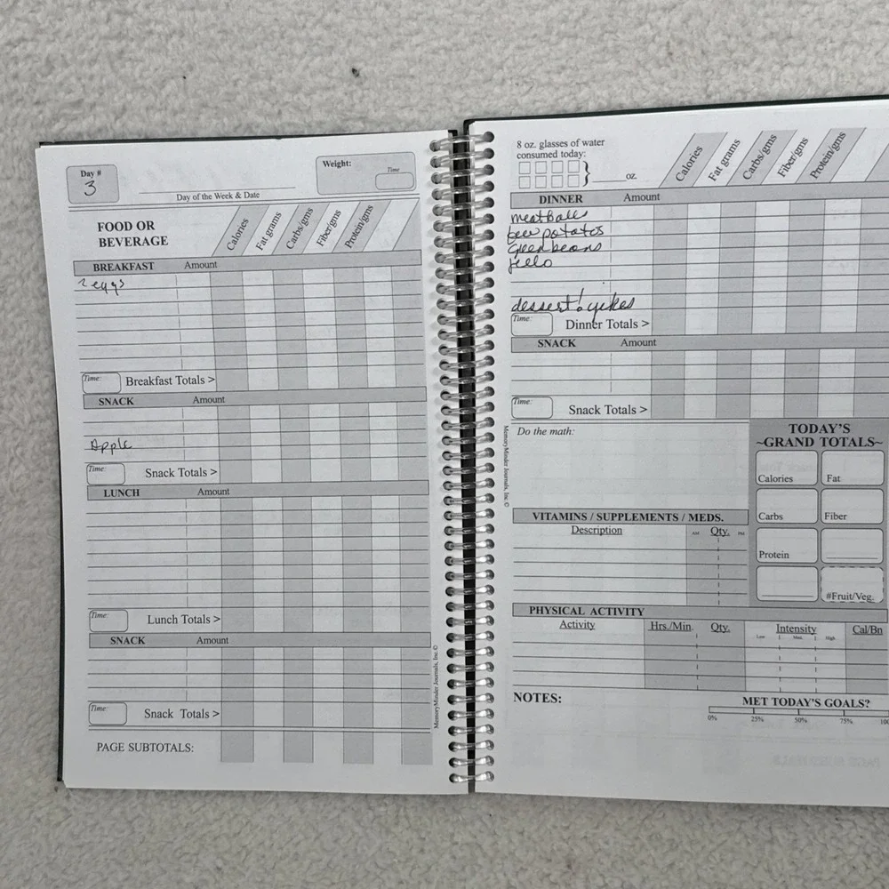 DietMinder Personal Food and Fitness Journal MemoryMinder Spiral